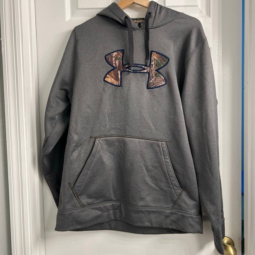 Under Armour Storm Hoodie Men’s Medium – Gray Camo Logo & Hood Lining